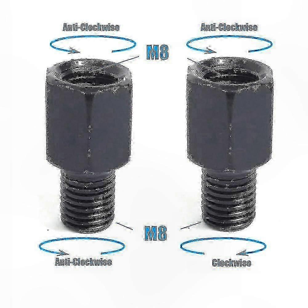 Universal Motorcycle Mirror Adapters - Black Rearview Mirrors with Right & Left Thread for Bikes