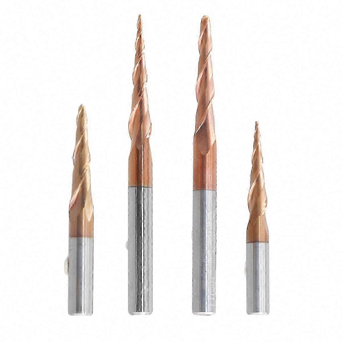 4PCS Carbide Spiral Tapered Ball Nose End Mill 6mm Shank Router Bit for Woodworking CNC Carving Bits Wood Milling Cutter