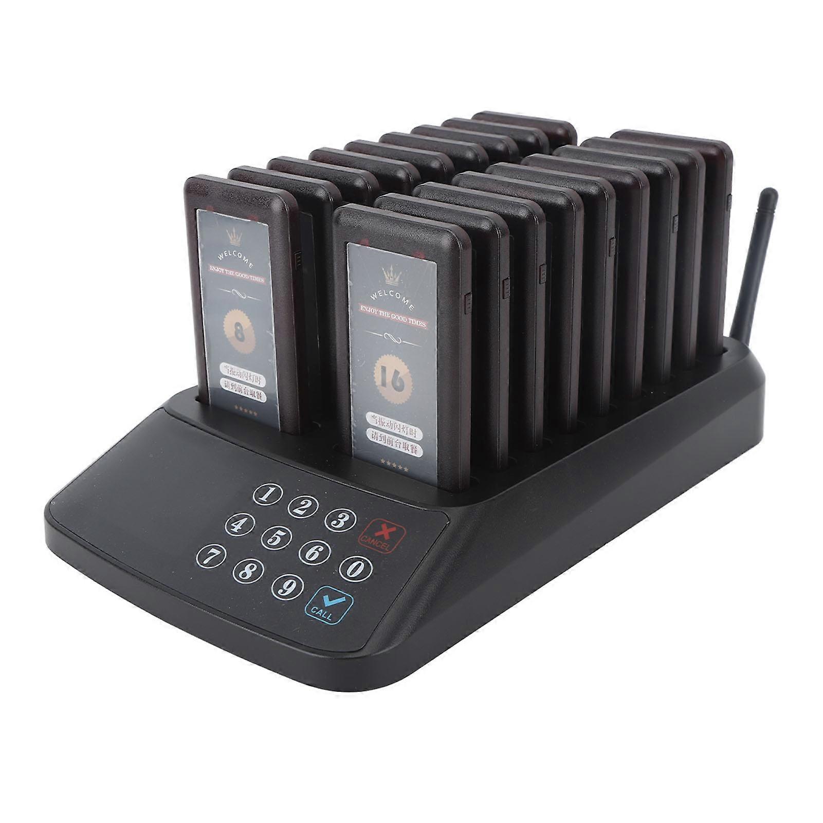 Wireless Restaurant Pager System 18 Extensions Matte Black 105x53x12mm