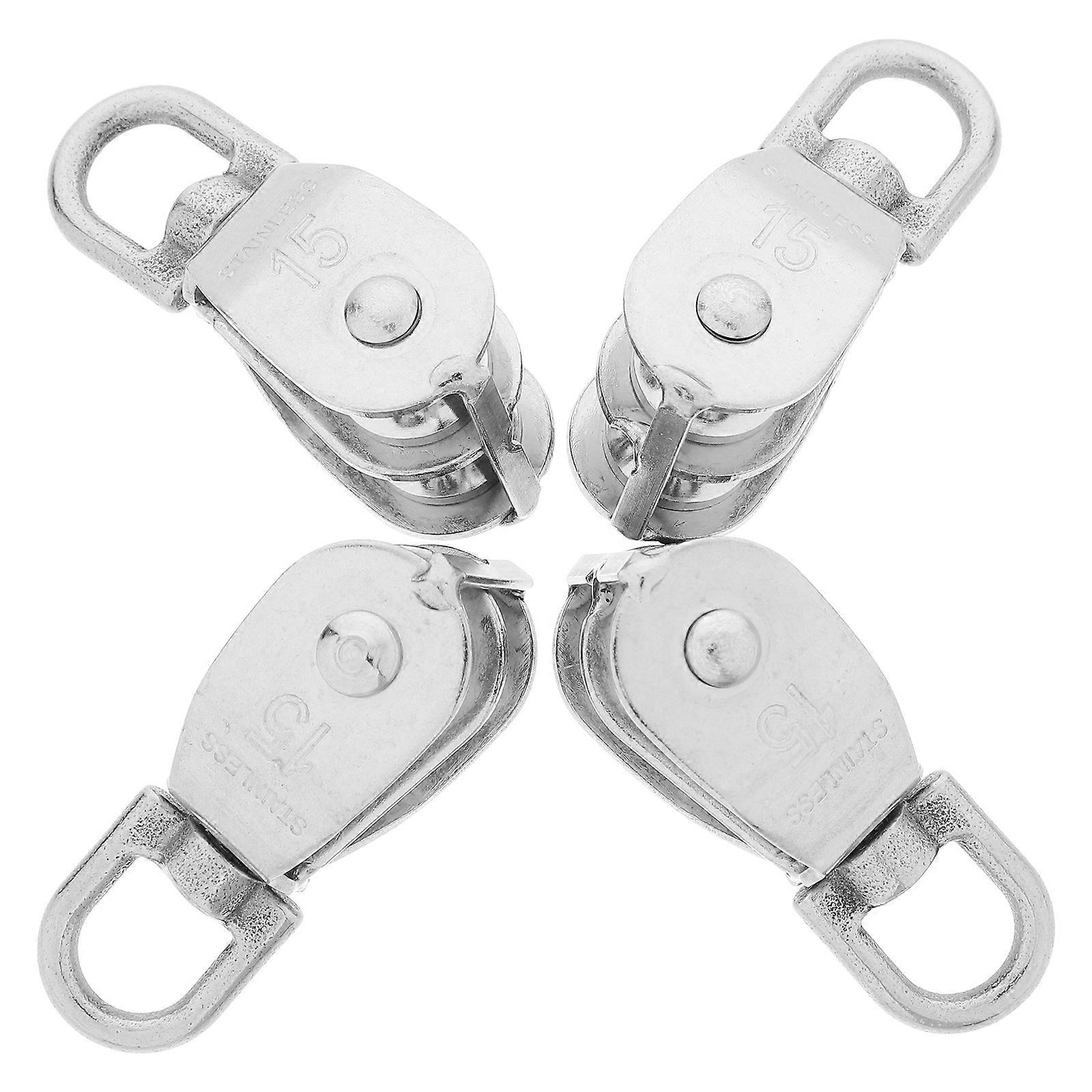 Swivel Pulley Set Wire Rope Traction Domestic Use 4Pcs Stainless Steel