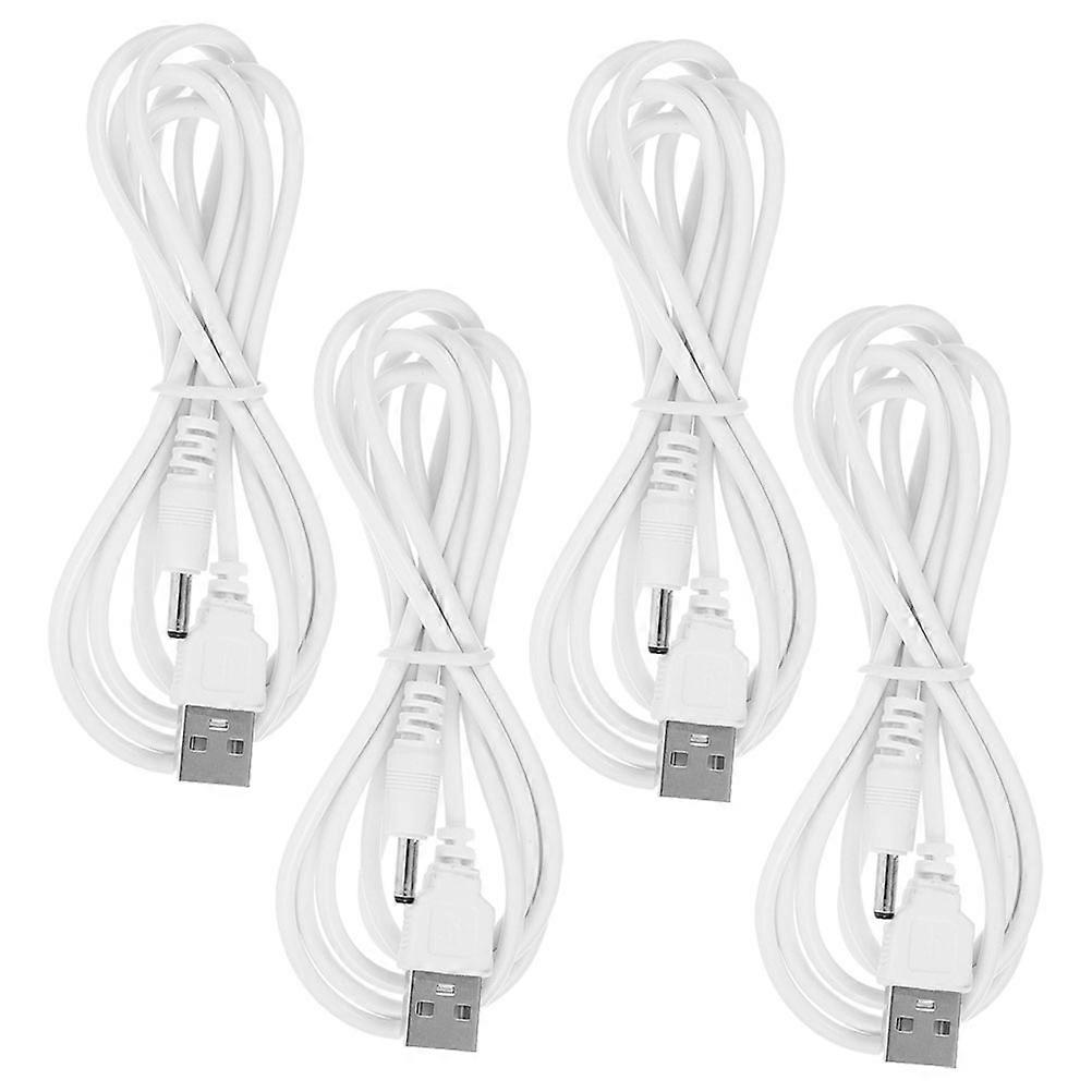 Durable White DC Charging Cable for Appliances with Fast Charging USB to DC Adapter 3.5 x 1.35mm 4pcs