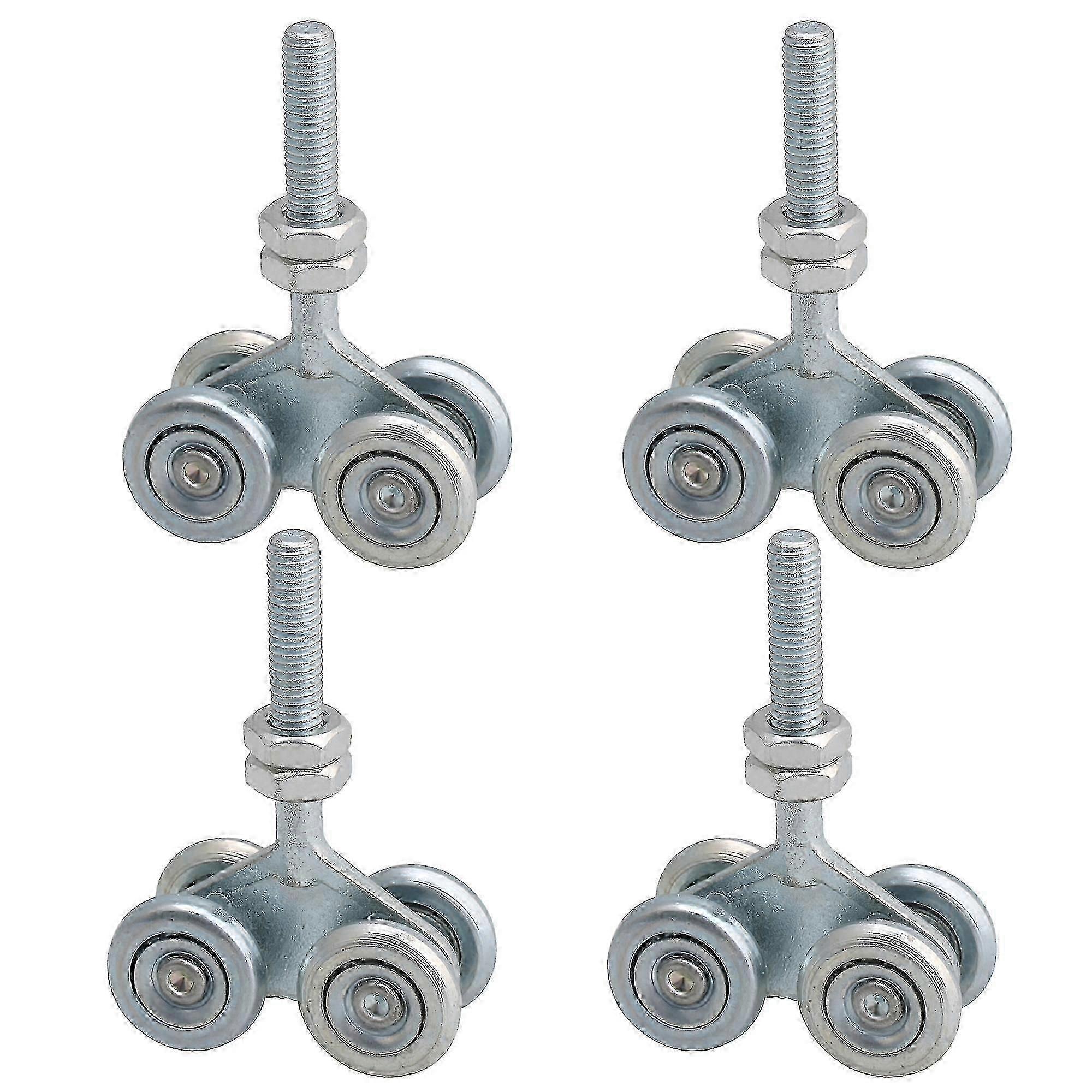 4x Sliding Track Roller Hanging Barn Door Rail Trolley Wheel H4-3 Silver new Edition