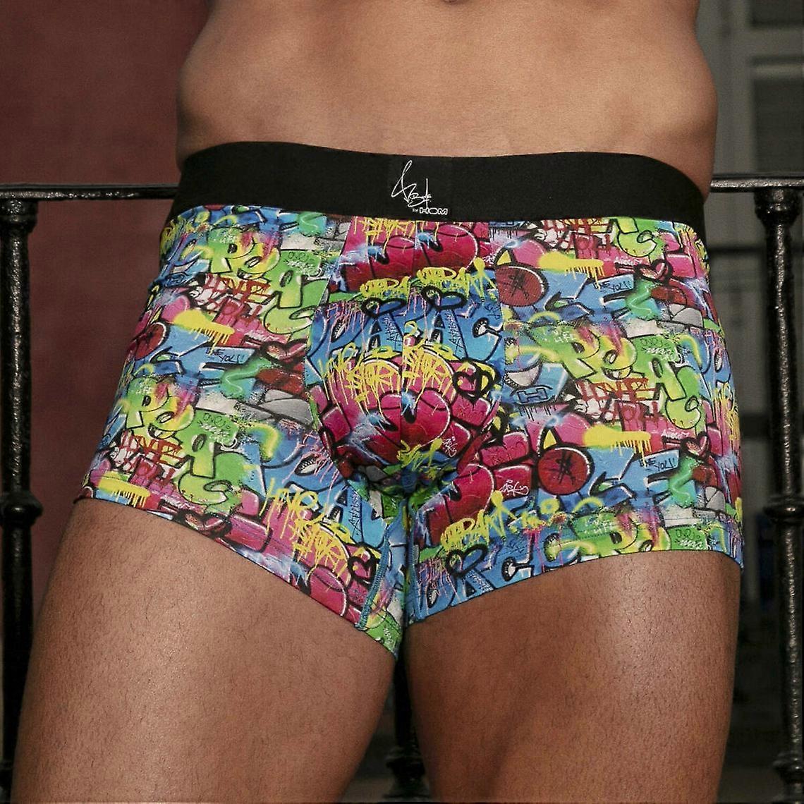 Flerfärgade mikrofiberboxershorts - Graffitivägg