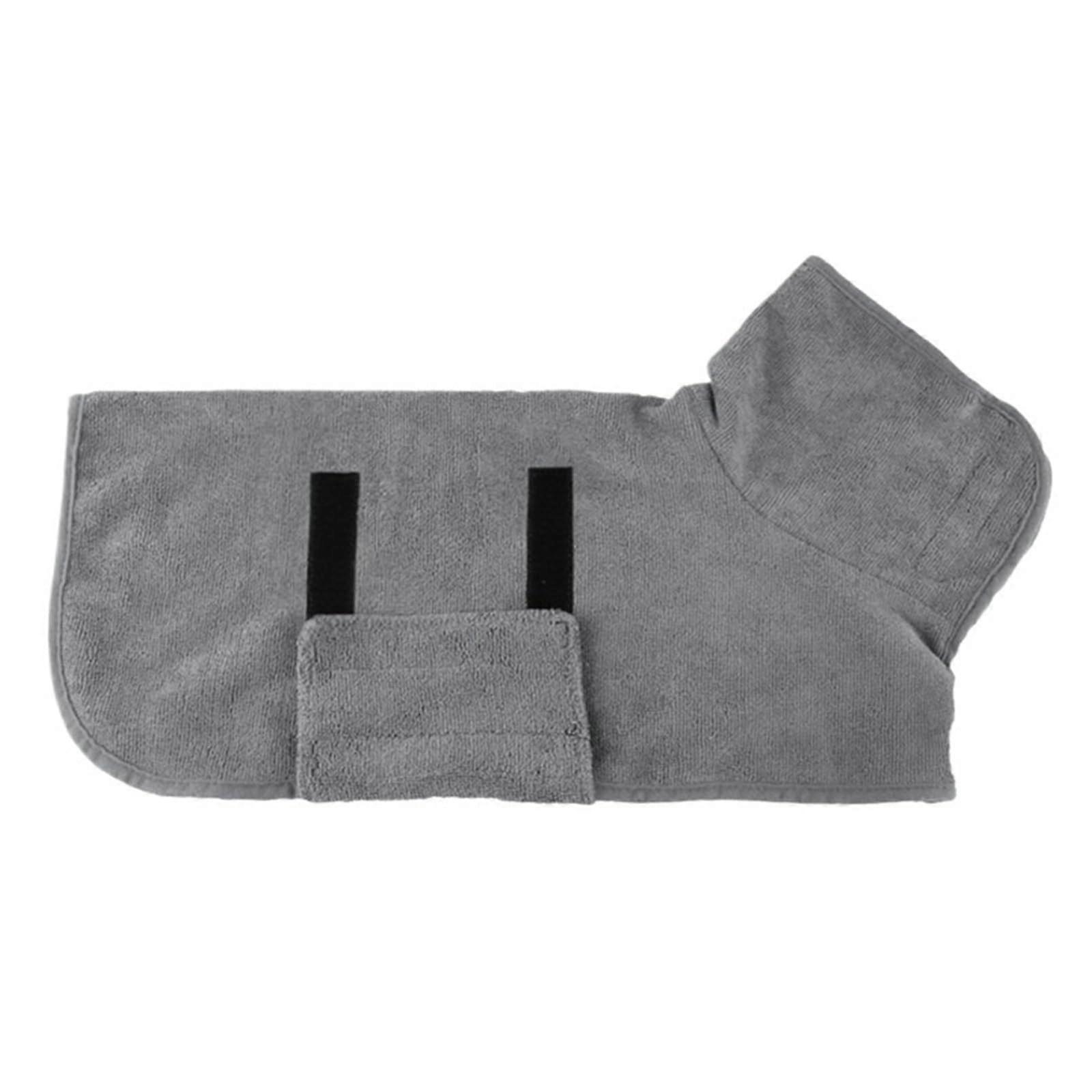 Dog Bathrobe Absorbent Pet Quick Drying Bath Towel Gray Size XS