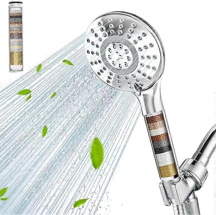 Filtered Shower Head with Handheld 6 Spray Modes Water Softener Filter Removes Chlorine Reduces Dry Skin Brushed Nickel