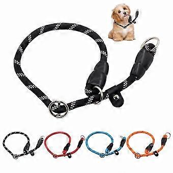 Adjustable Size Dog Slip Collar With Reflective Strips Durable Nylon For Comfortable Wear Pet Collar