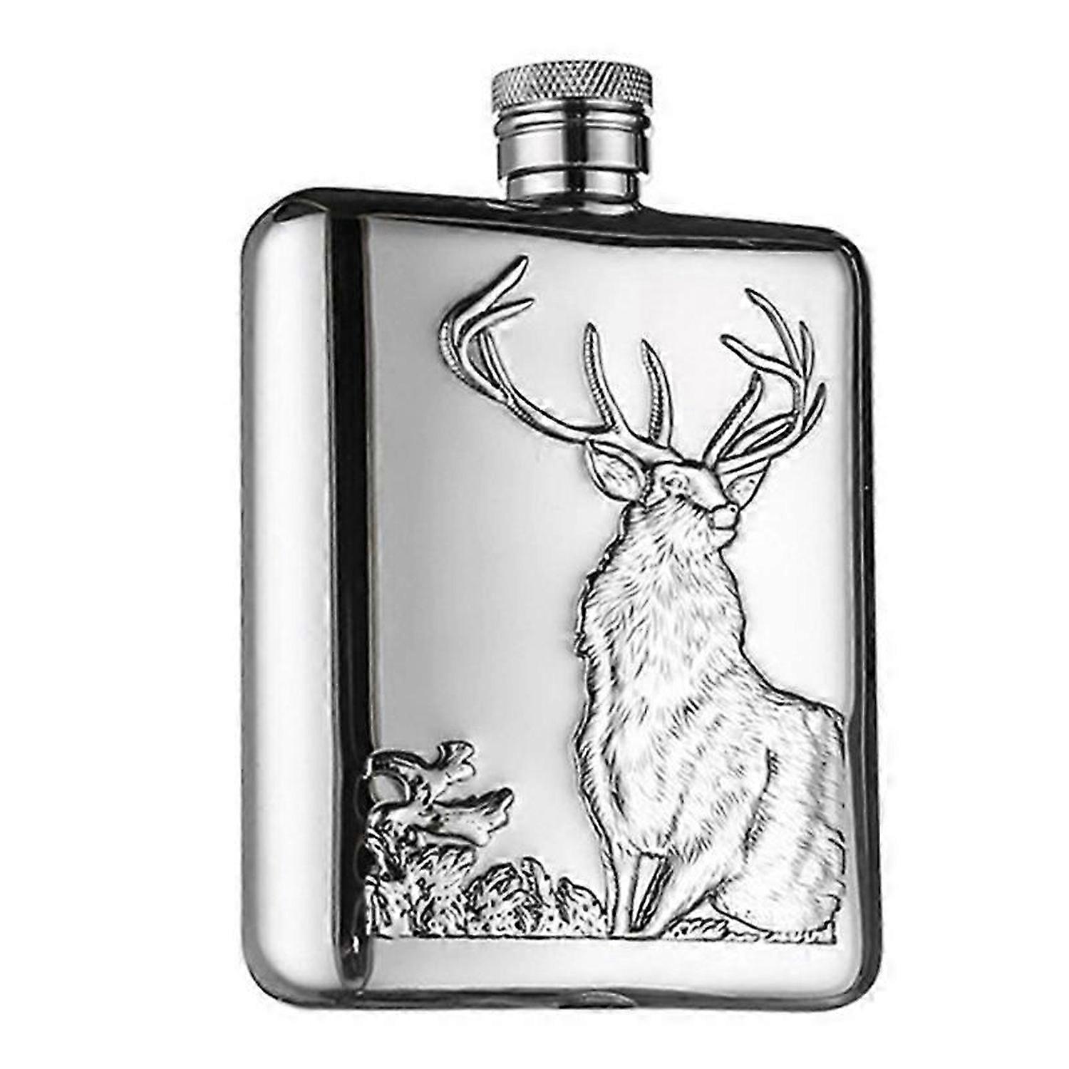 Stainless Steel Wine Flask Hip Flask 6 Oz Deer Pattern