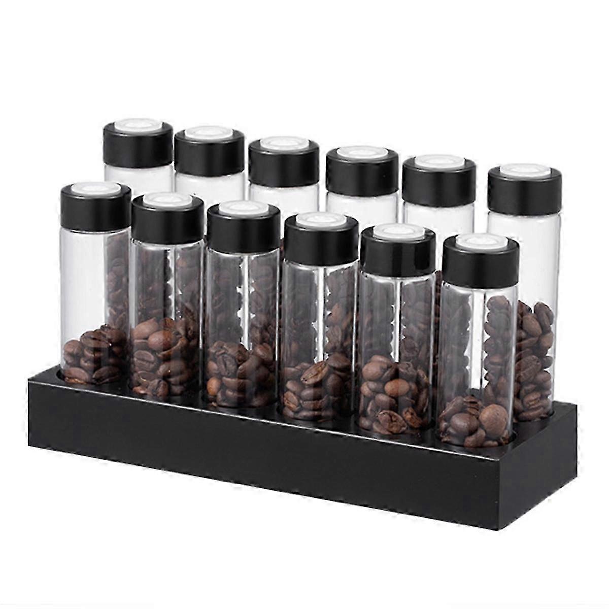 Coffee Beans Storage Container Display Rack Walnut Tea Tube Bottle