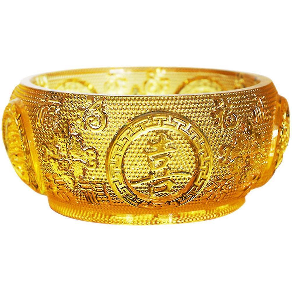 Crystal Cornucopia Golden Tabletop Decor for Home 2Pcs Wealth Basin Ornament
