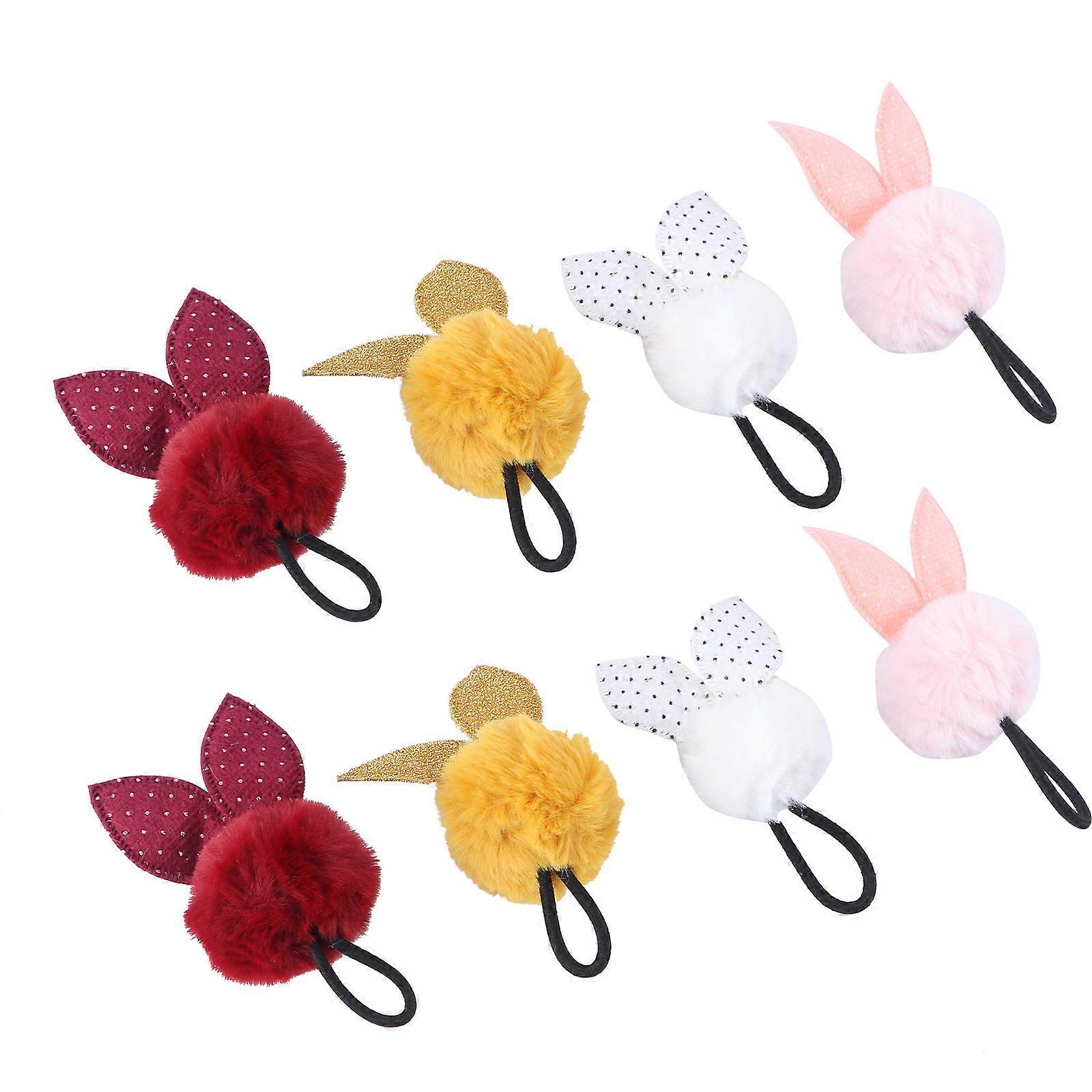 Rabbit Ears Hair Tie 8Pcs Elastic Bands for Ponytail Holder Usage