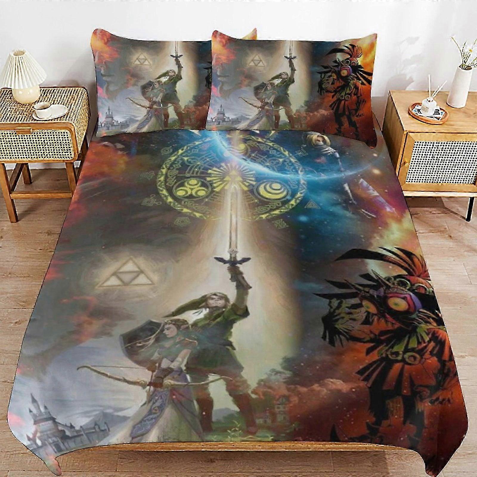 Bed Sheets The Legend of Zelda Comforter Set 3 Pieces Quilt Cover Set Soft Bedding Sets for All Seasons (1 Comforter 2 Pillowcases)