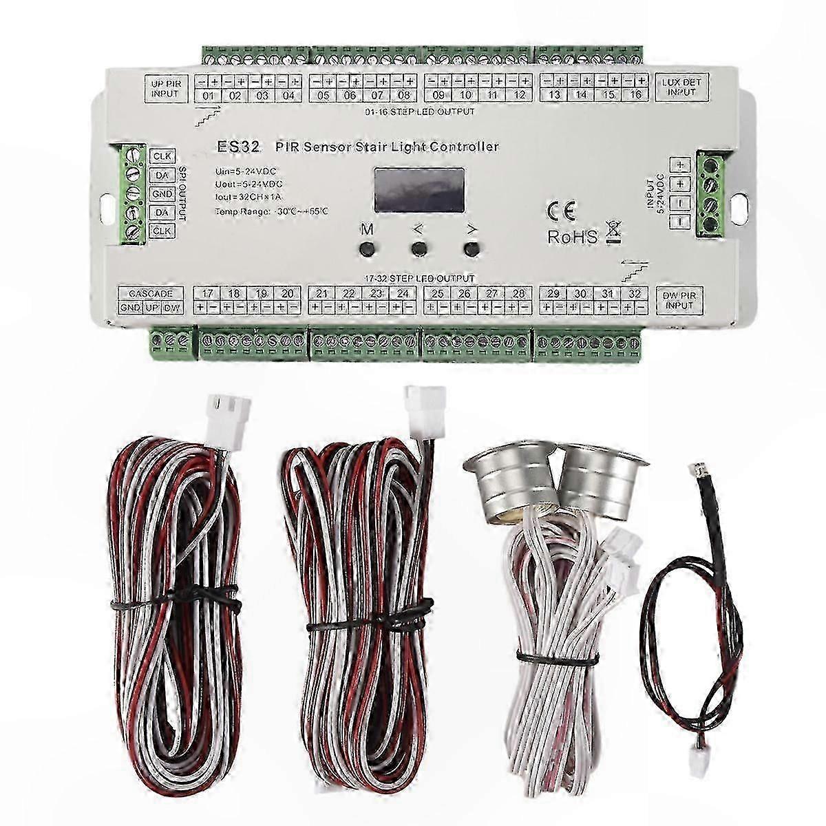 32-Channel PIR Motion Sensor Stair Light Controller Infrared Human Body Detection Switch for Staircase Lighting Solutions