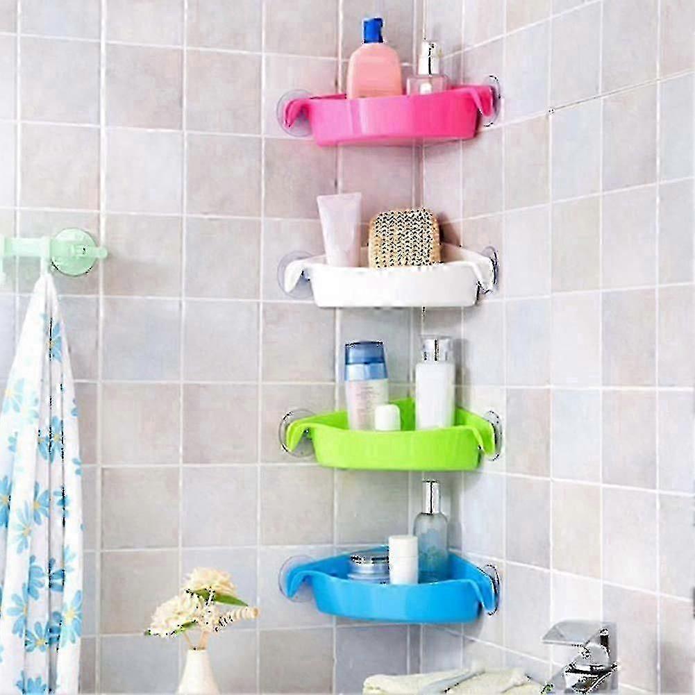 Triangle Suction Cup Kitchen Bathroom Accessory Corner Storage Rack Shower Shelf-zzy