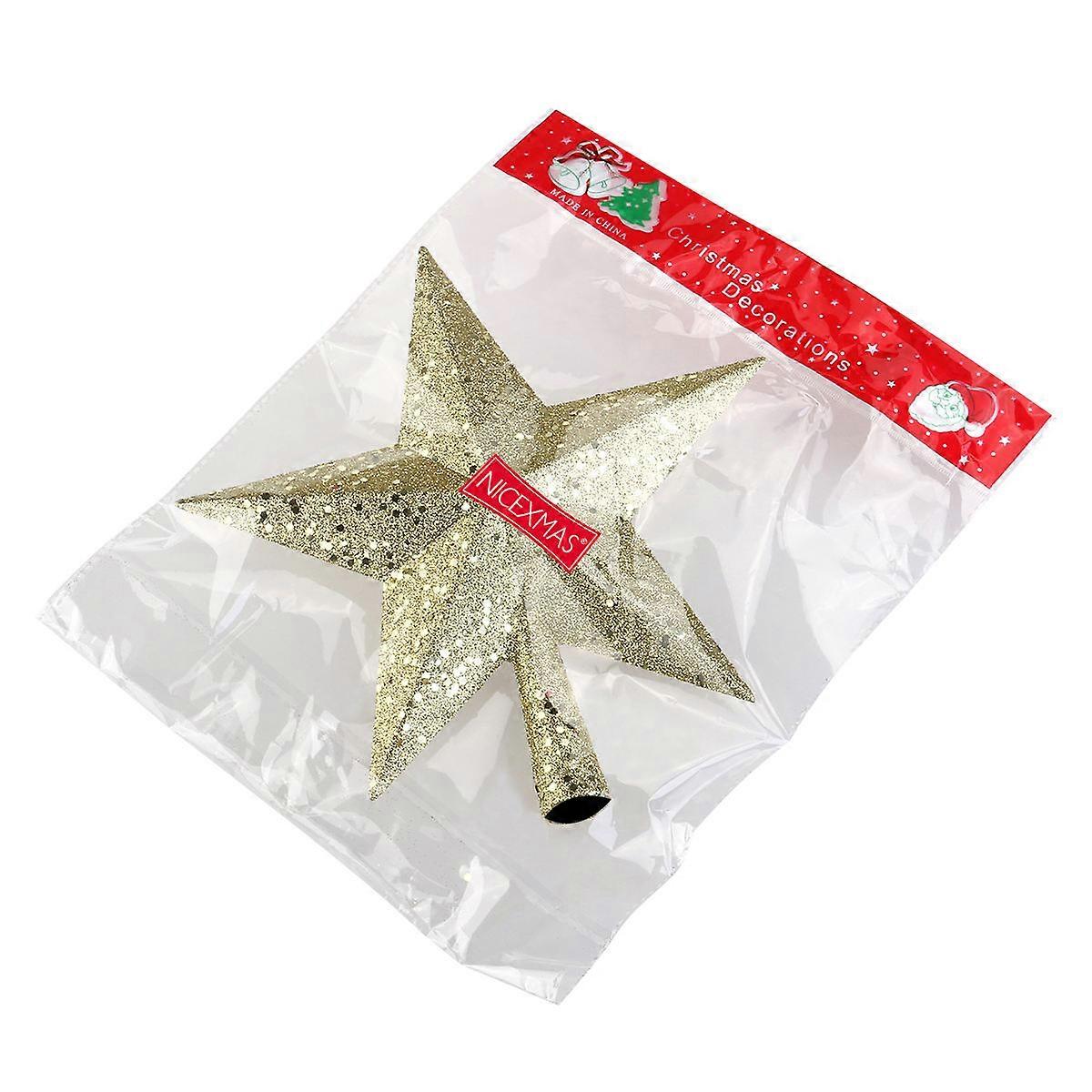 Tree Topper for Christmas 2Pcs Glittered Golden Xmas Decoration