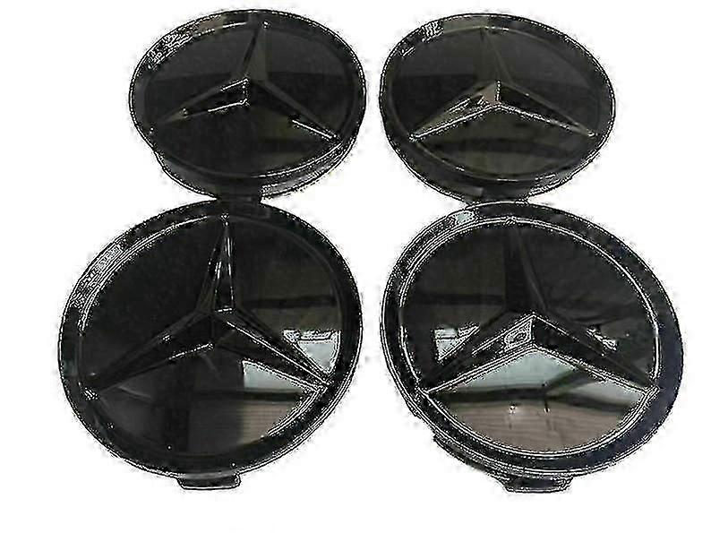 Σύνολο των 4 gloss μαύρο mercedes κράμα τροχό κεντρική καλύμματα 75mm
