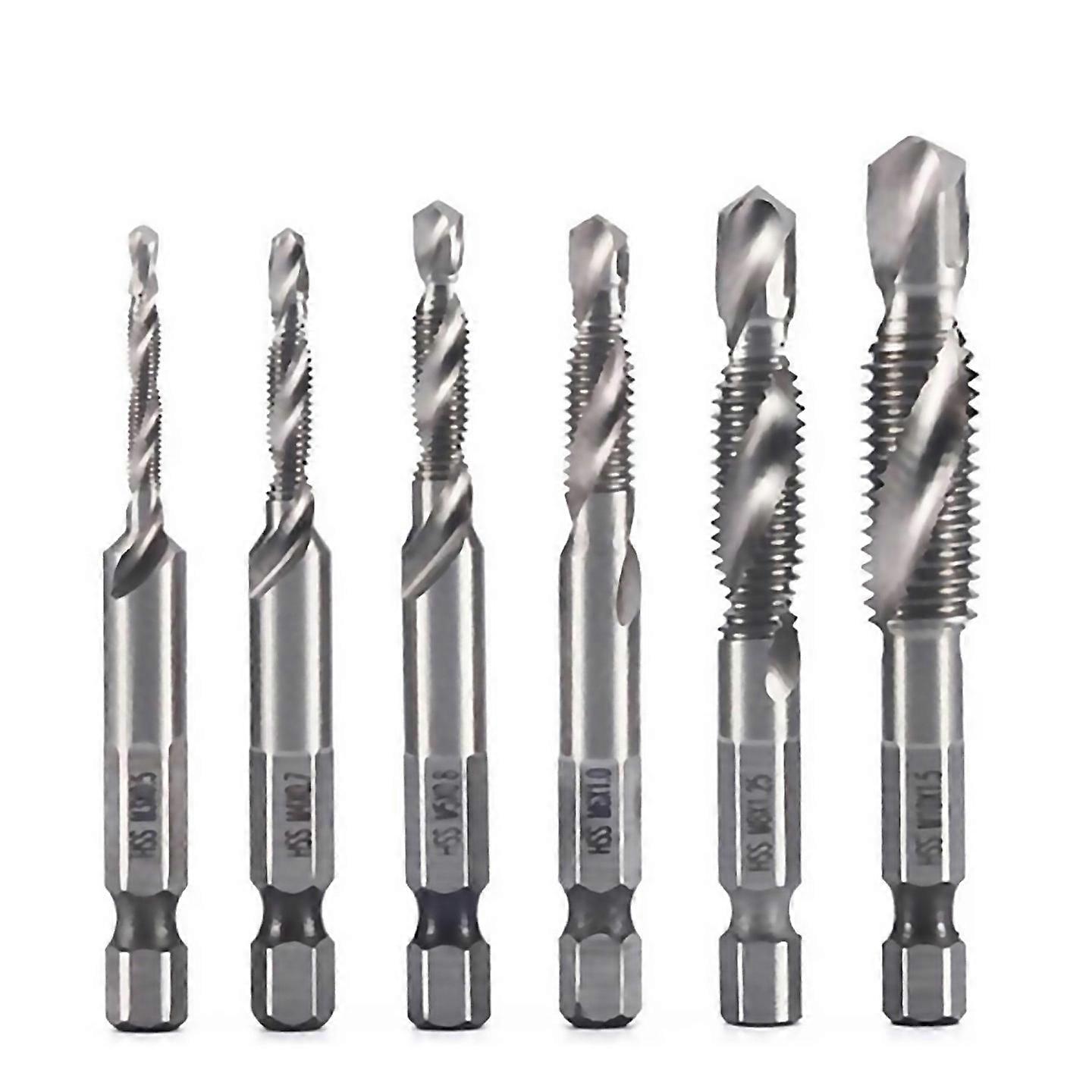 For 6pcs M3 M5 M6 M8 M10 Titanium Plated Composite Tap Drill