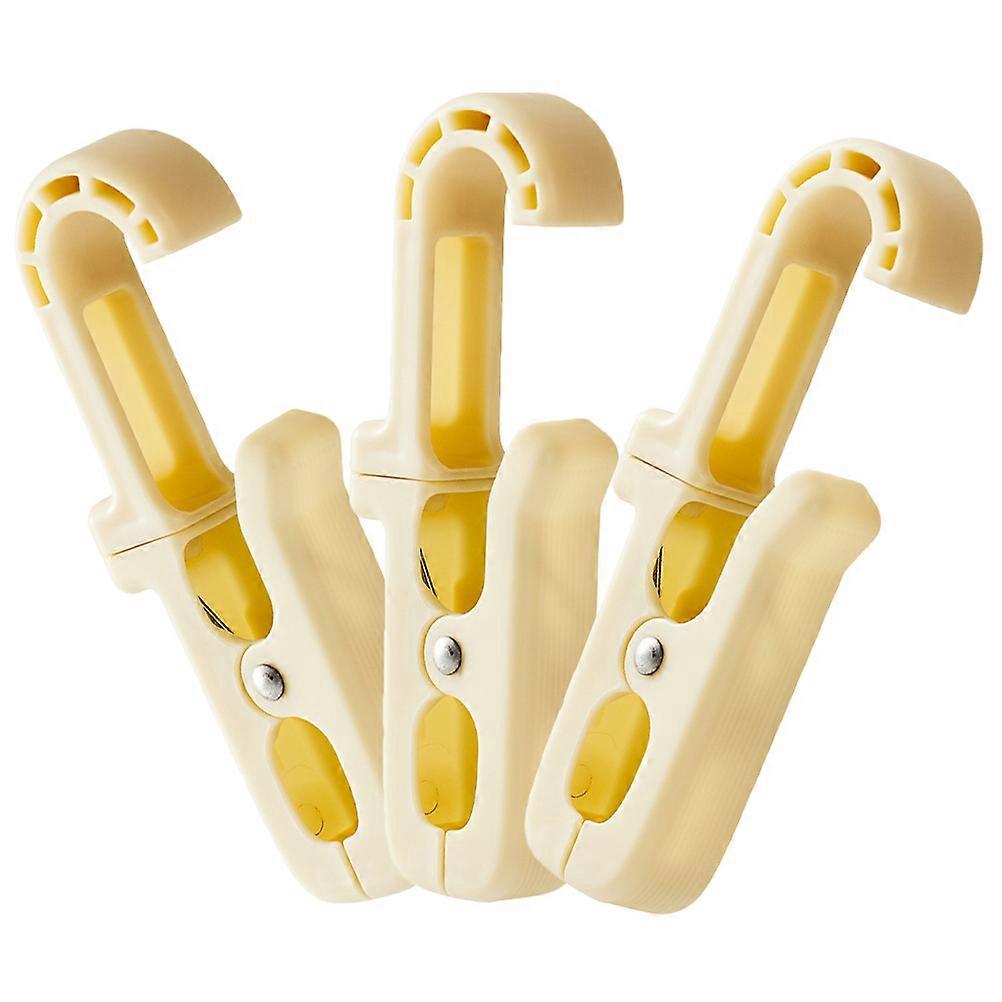 Laundry Hooks with Clips for Clothes 3Pcs Beige ABS Hooks