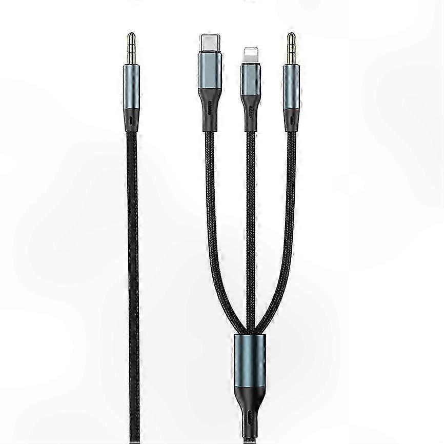 Multi-Functional 3-in-1 Adapter with Type-C and 3.5mm o Jack for Vehicle Use