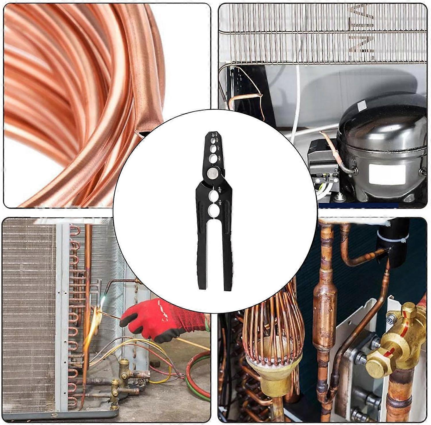 Flat Pipe Pliers For Copper Tube Round, 5Hole Cooling Tool, 1/4 To 3/4 In Copper Pipe