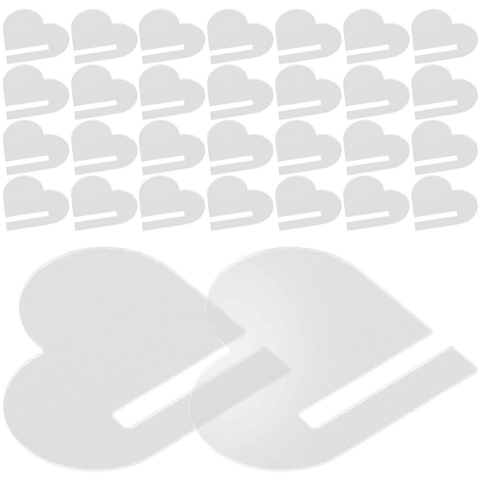 Drink Tags Acrylic Wine Markers for Party 60Pcs Heart Shaped Transparent Charms
