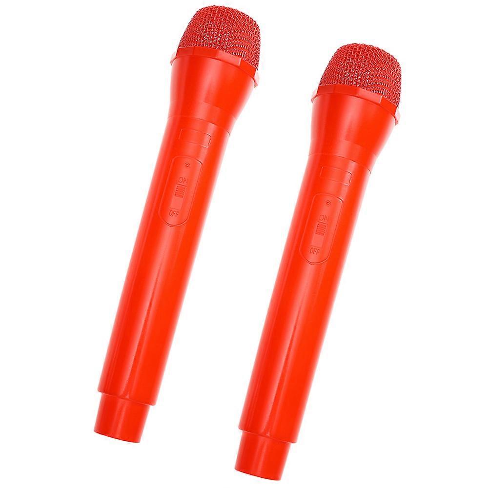 Pretend Microphone Prop for Speech Training 4Pcs Red ABS Design