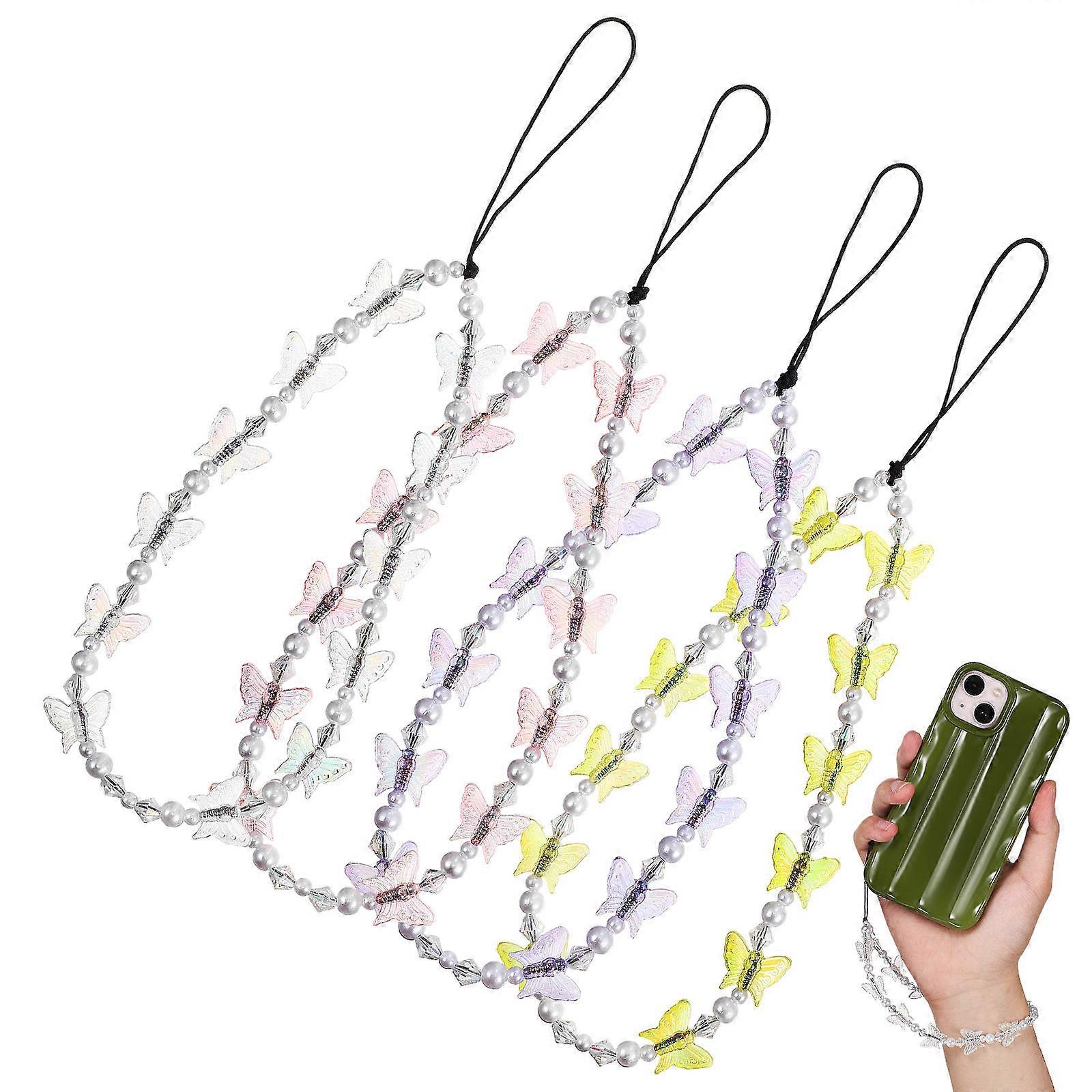 Phone Strap Mobile Phone Lanyards for Decoration 20Pcs Butterfly Beaded Design