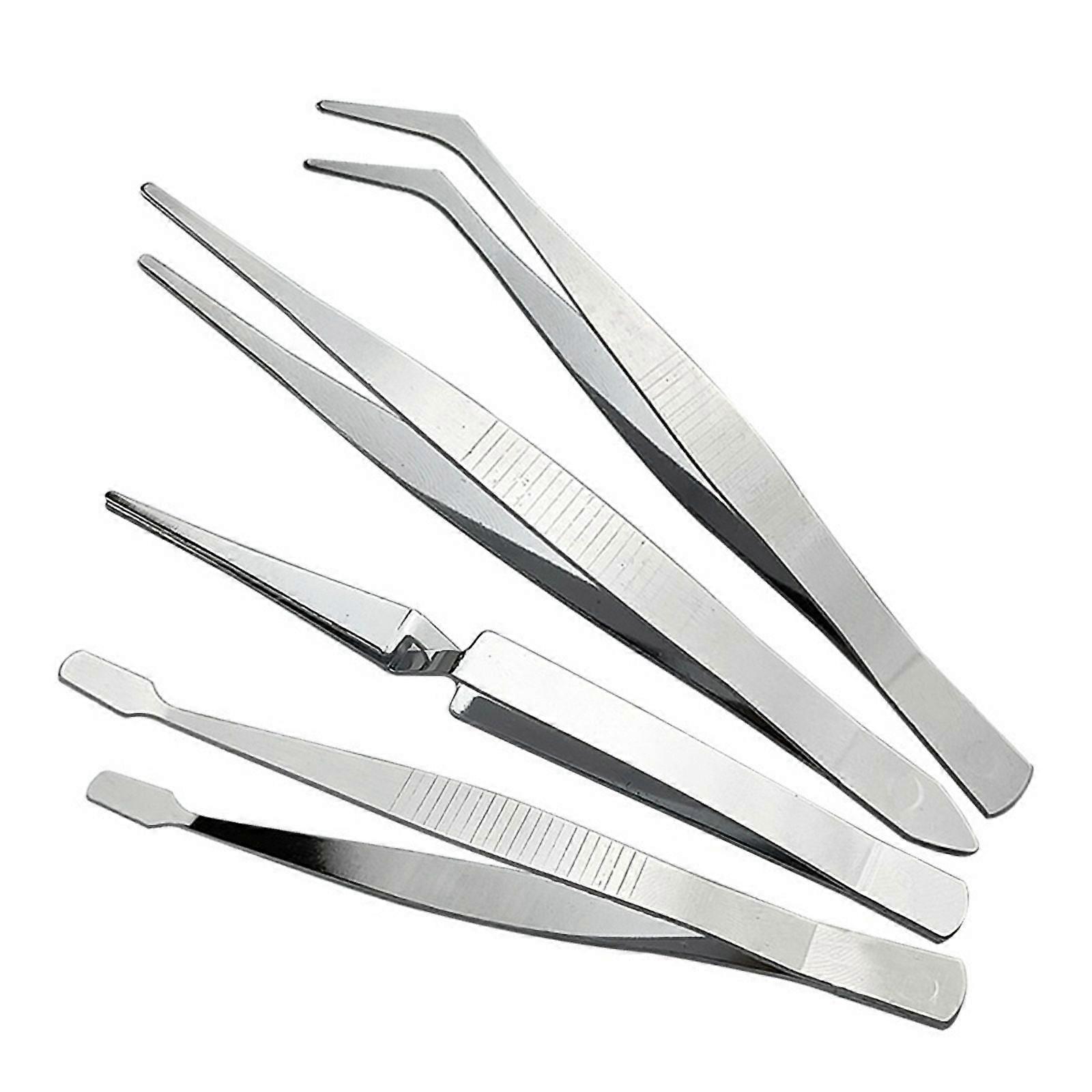4-Piece Set of Stainless Steel Combination Tweezers, Elbow Tip, Labor-Saving Pliers,-Reverse Flat-Mouth Stamp Clips