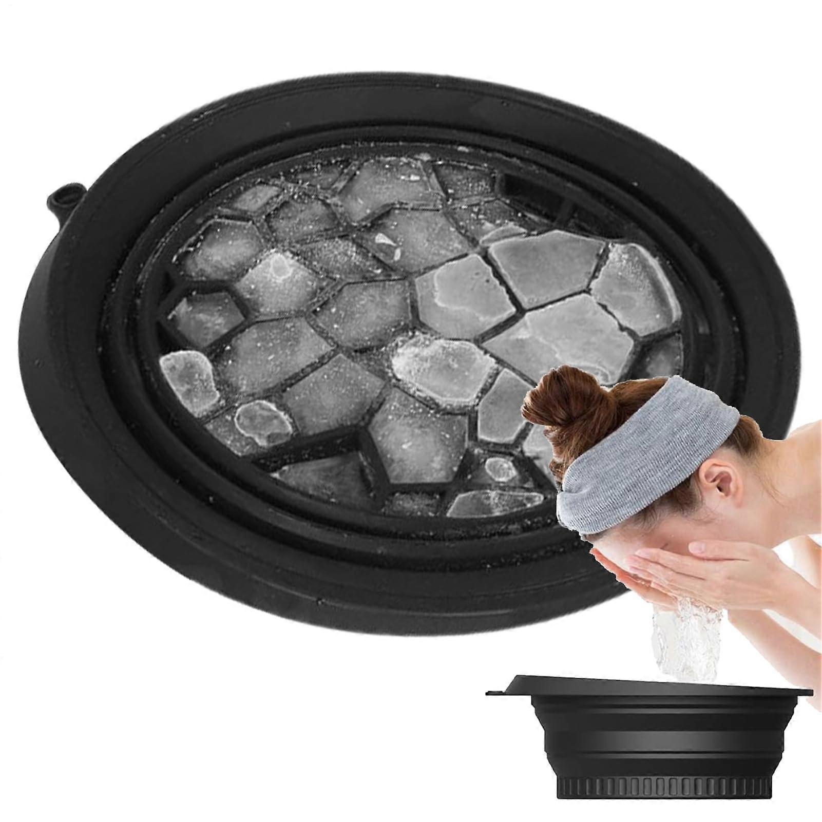 Ice Face Bowl Silicone Cooling Reusable Facial Roller Built In Cube Tray Washing Basin Foldable Skin Care