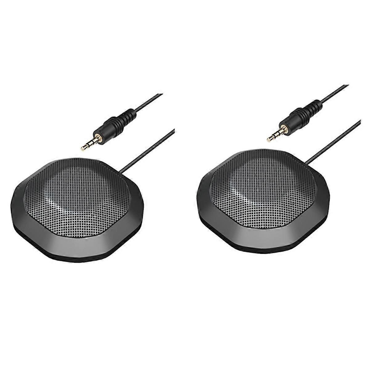 2Pcs 360° Omnidirectional 3.5mm Desktop Microphone for Computers Laptops Audio Recording Communicati