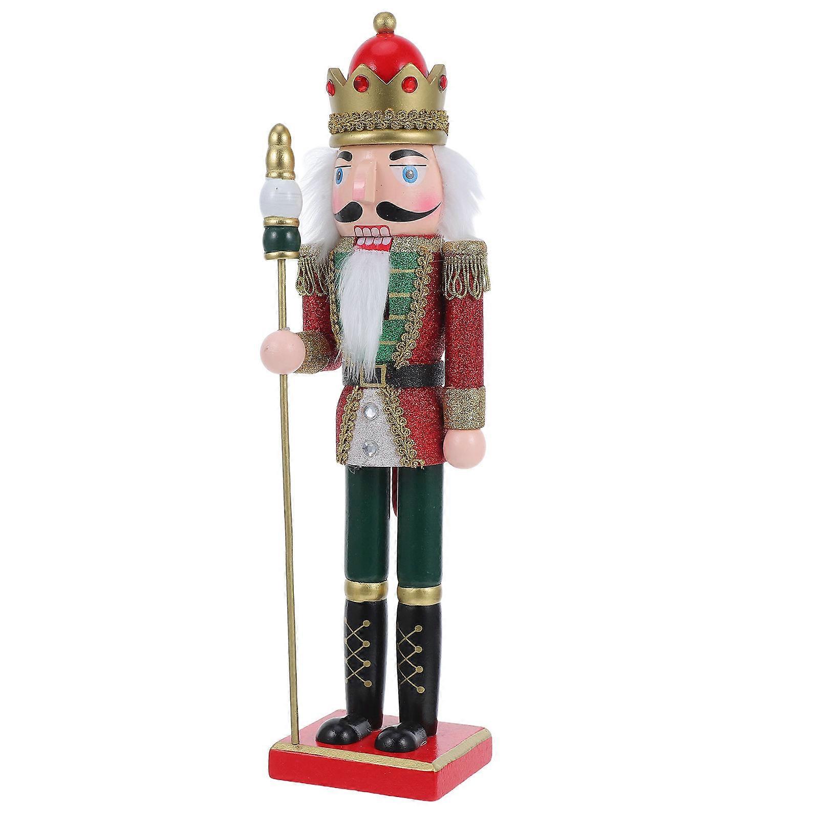 Christmas Wood Nutcracker King Figure for Home Use 2Pcs Festive Decoration