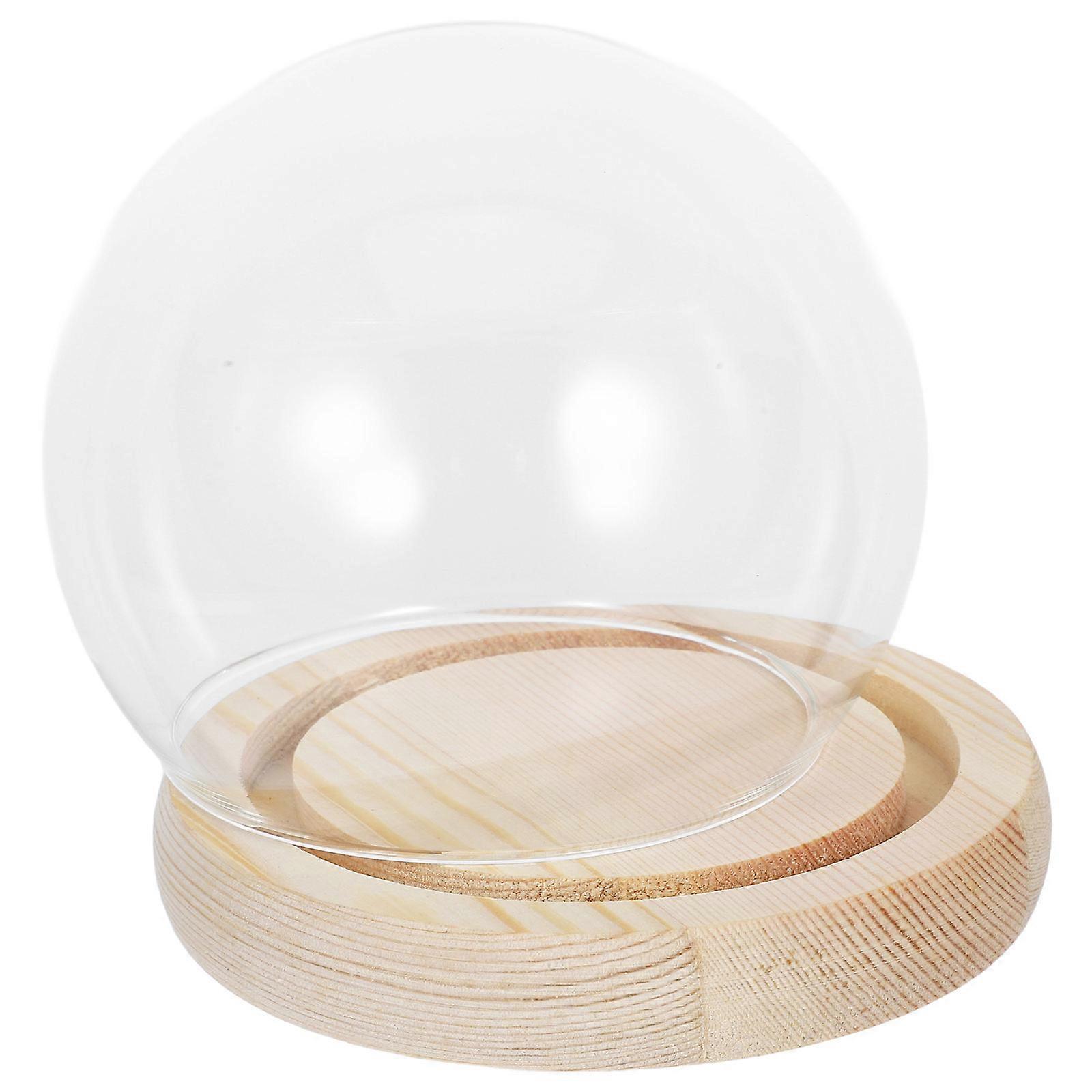 5Pcs Elegant Design Glass Cloche With Wooden Base For Decorative Display Of Small Collectibles 12.00X10.00X10.00CM Dust Protection Round