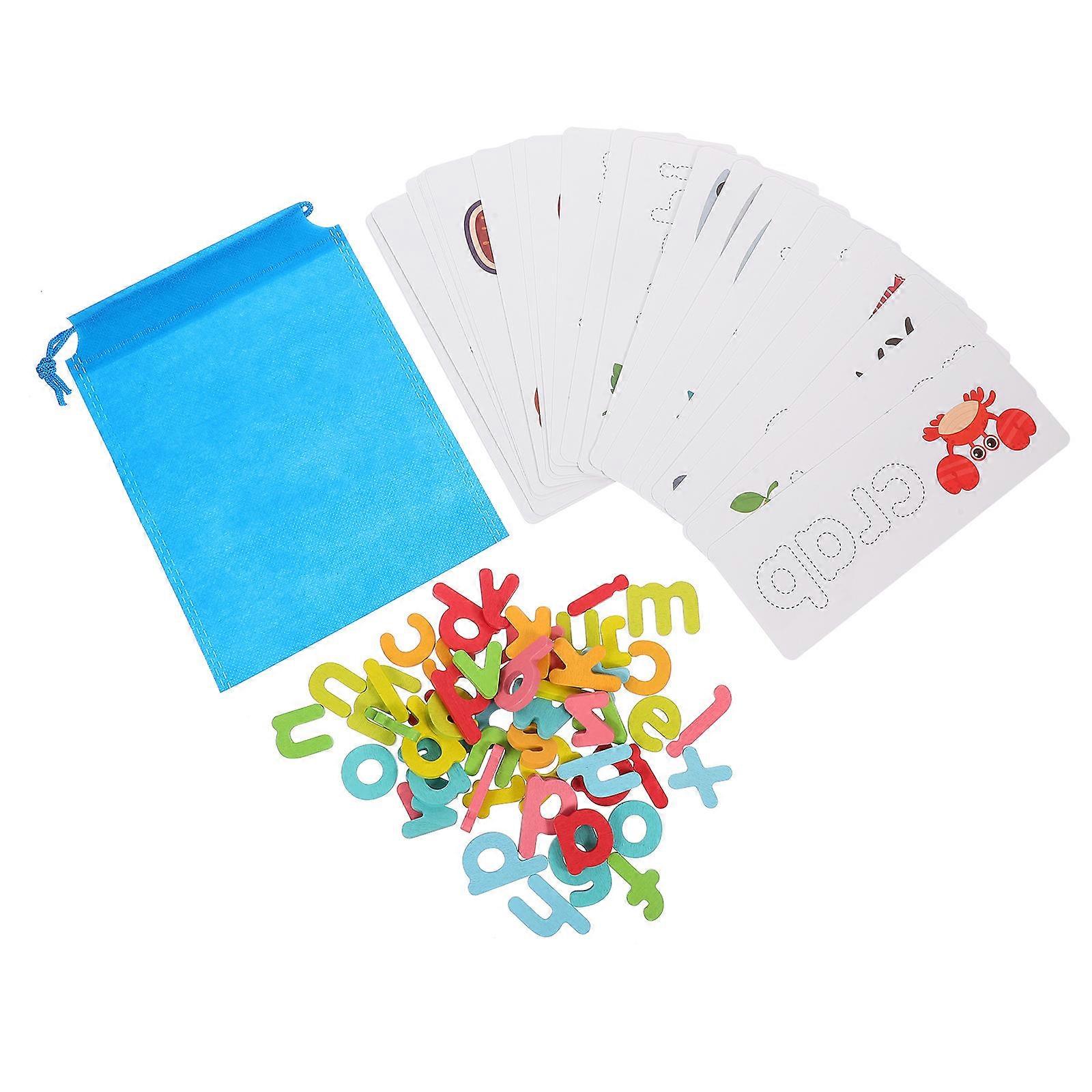 Alphabet Learning Spelling Game Toy Using Wooden Letter Cards 2Sets