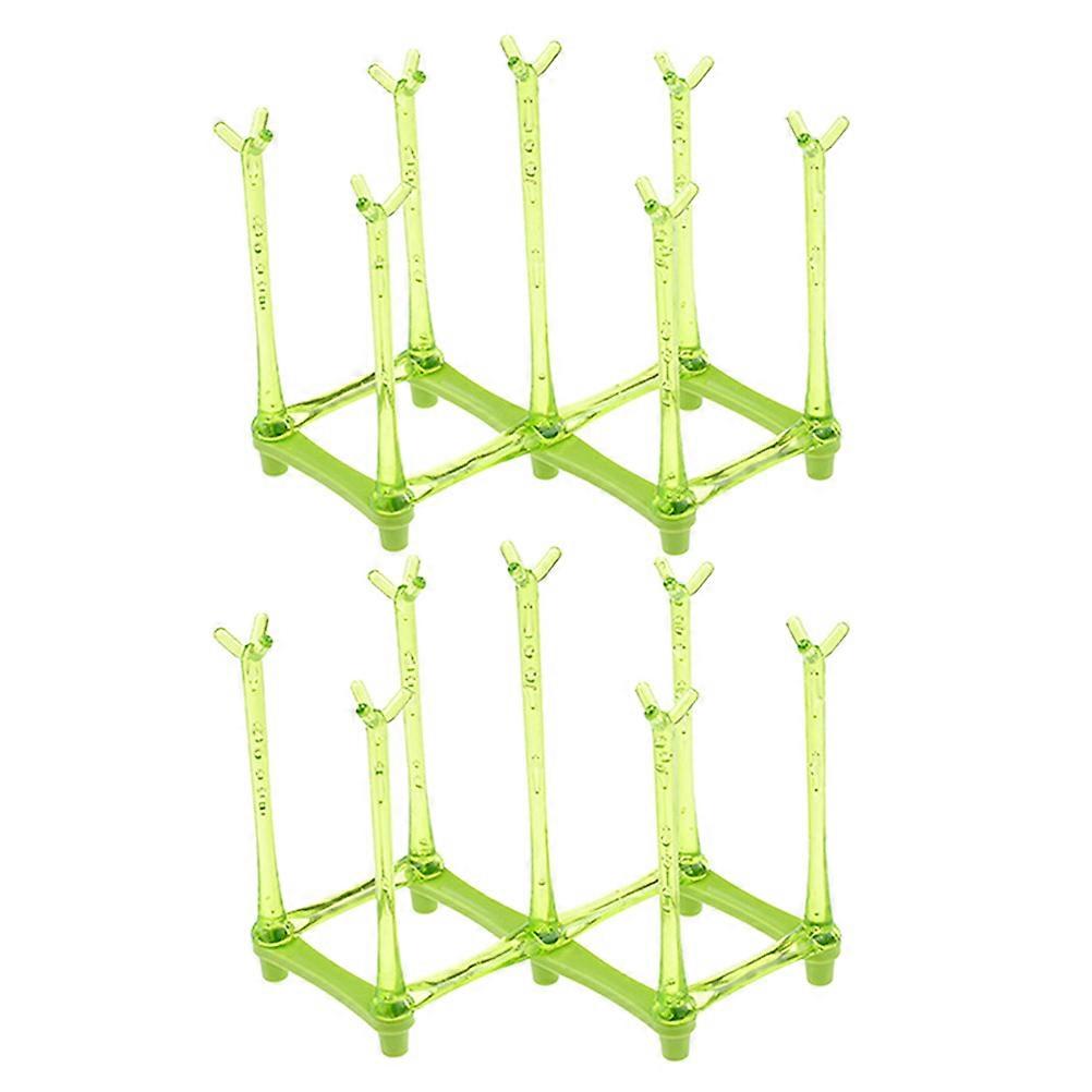 Bottle Rack for Drying with 4Pcs Retractable Baby Bottle Stand Green