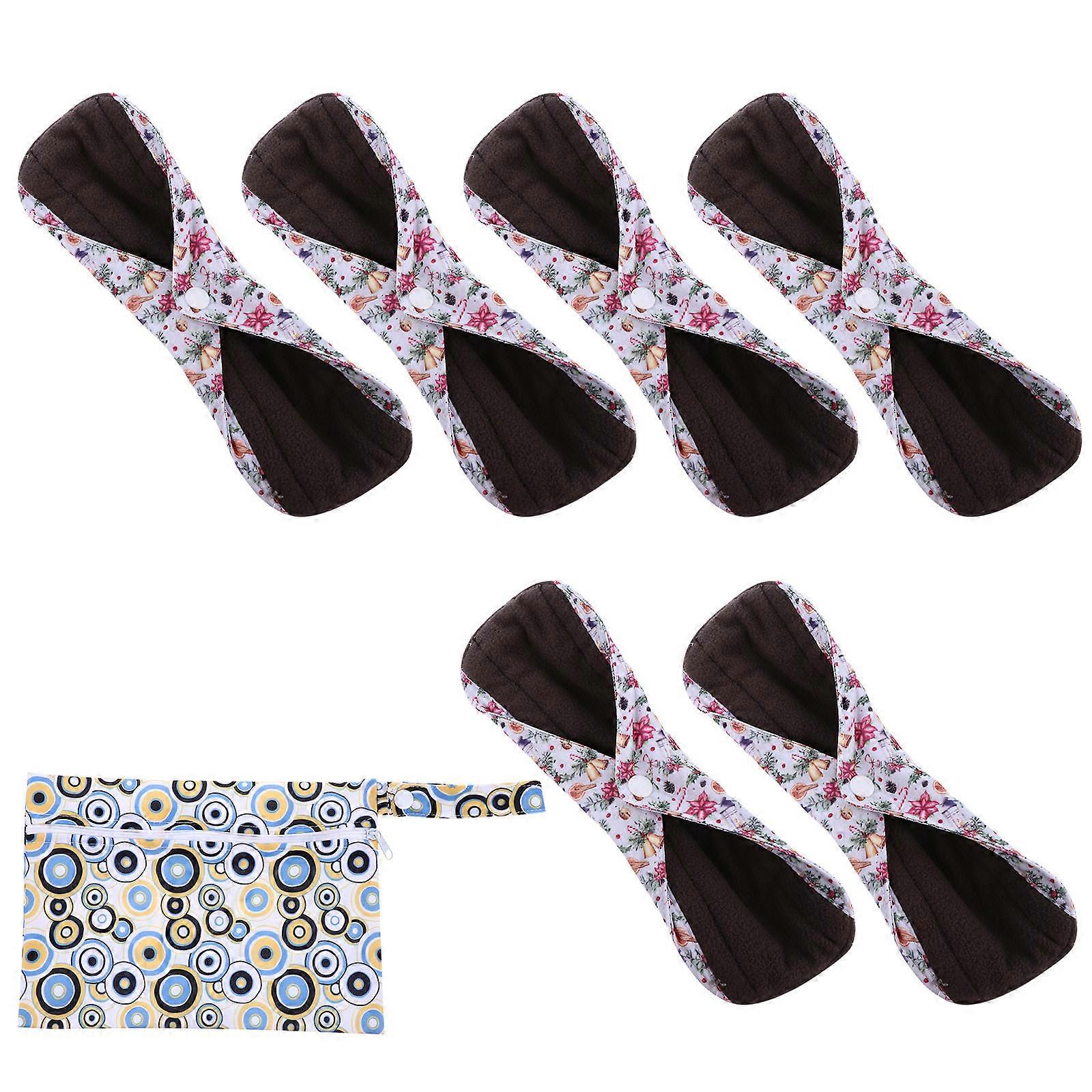 Reusable Menstrual Pad Bamboo Charcoal for Women 6Pcs Kit