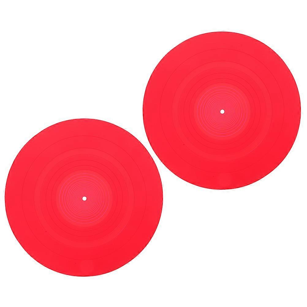Silicone Turntable Platter Mats for Record Player 6Pcs Replacement Red