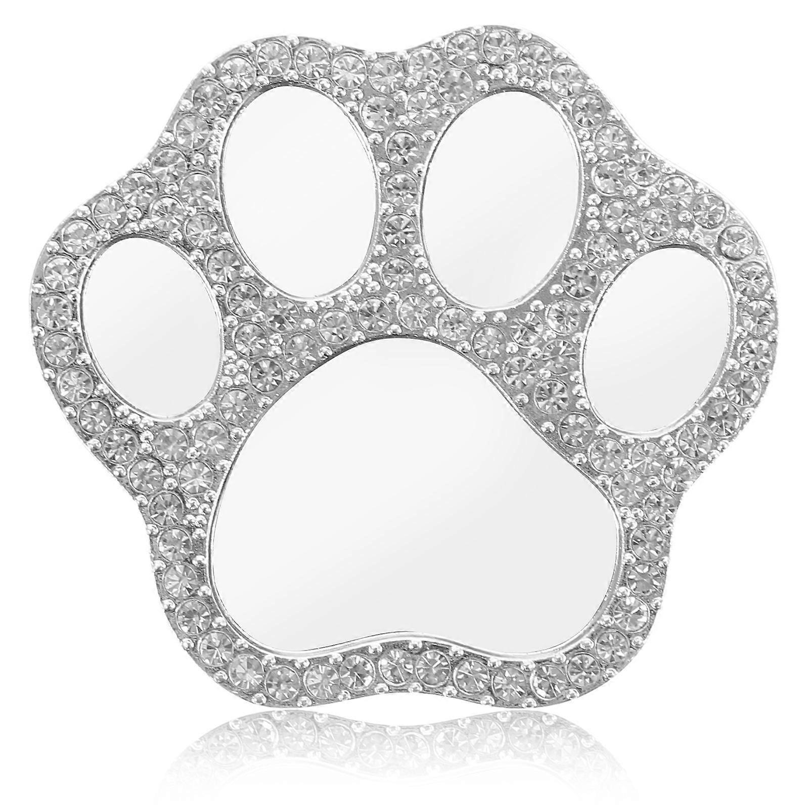 Decorative Crystal Cat Paw DIY Craft Item Makeup Mirror Silver Zinc Alloy Charm 1 Set