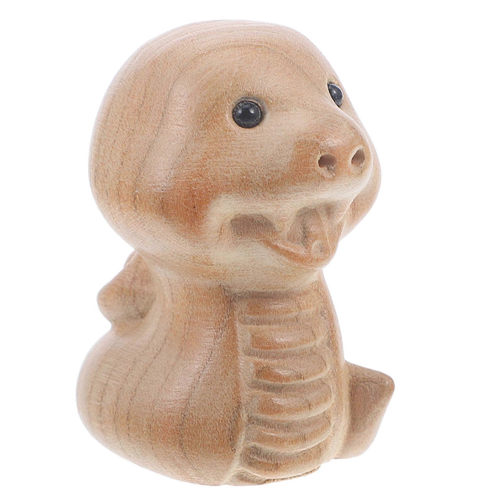 Khaki Wooden Snake Statue Figurine for Decoration 5Pcs Small Snake Model