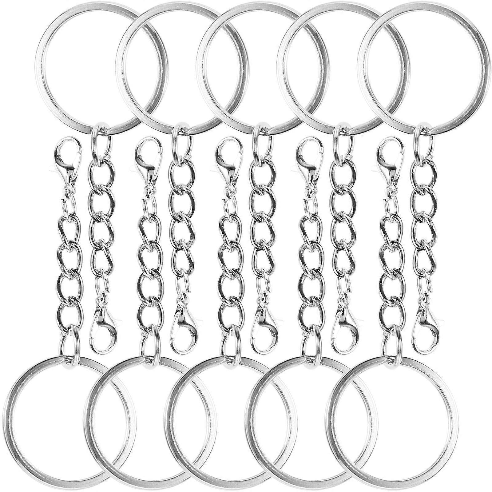 Silver Metal Key Chain for Decor Heavy Duty Key Ring 100Pcs Pack