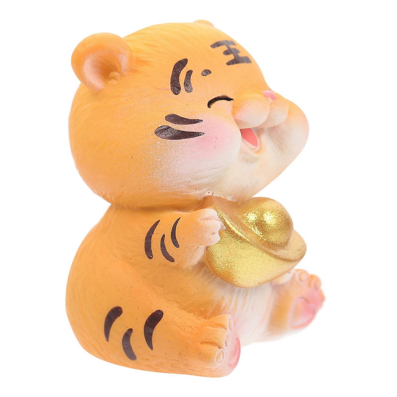 Statue de tigre en résine, décoration de véhicule en forme de tigre, jaune, décorative, 1 pièce