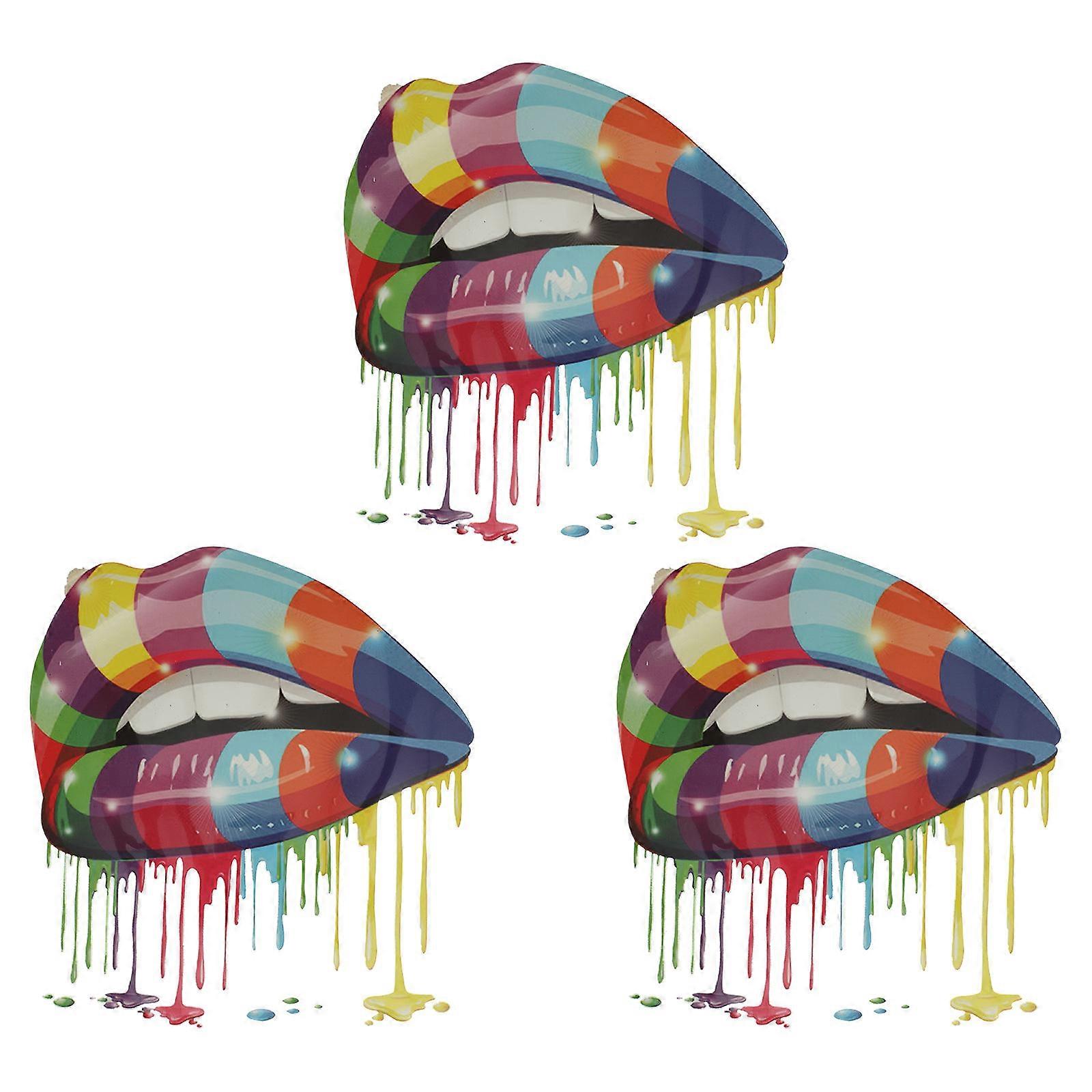Printing Products Fashionable Design Lips Decal Patches Pet Material For Diy Activity 786X731In 3Pcs