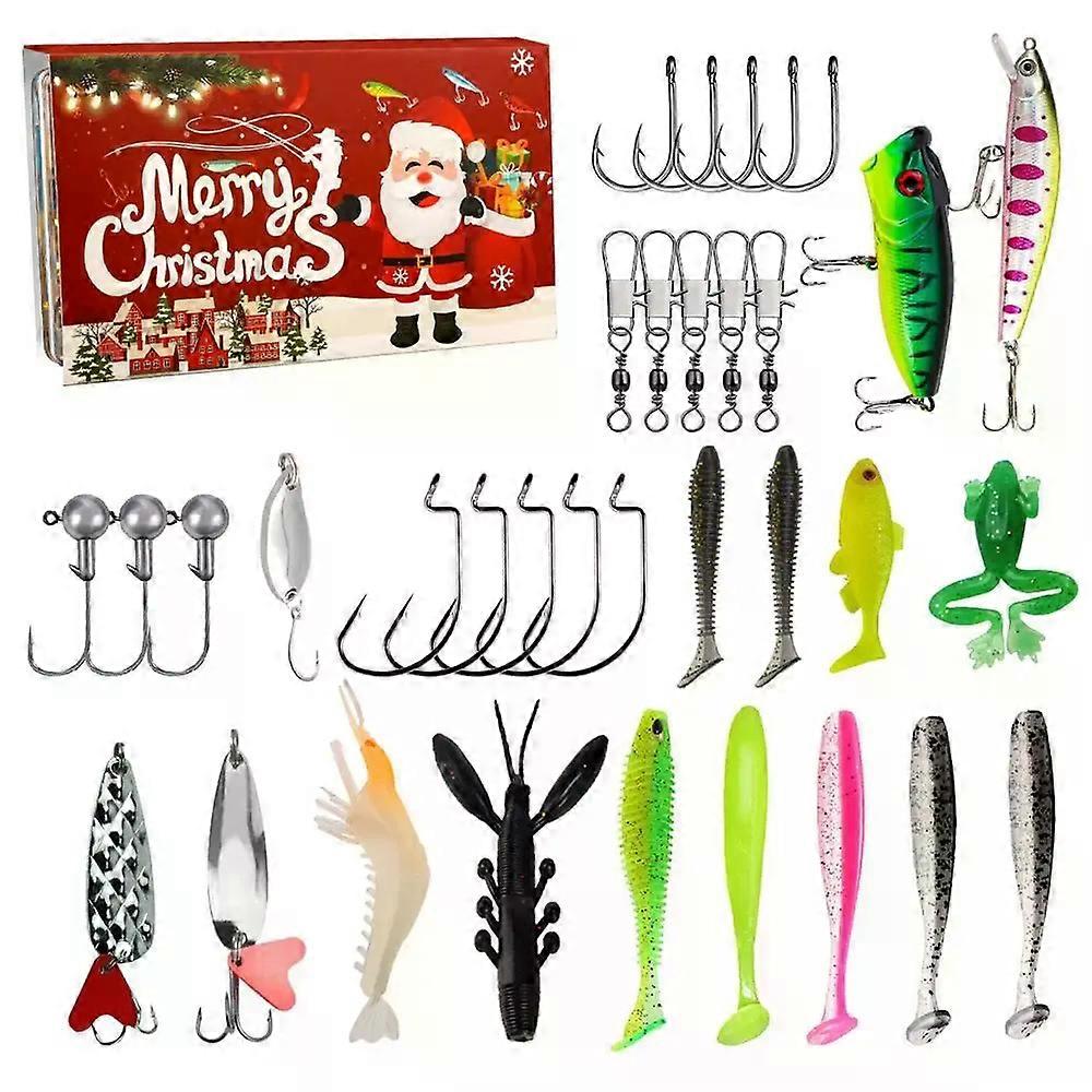 Fishing Lure Advent Calendar 24 Days Advent Calendar Fishing Christmas Countdown Christmas Fishing Lures Set Fishing Countdown