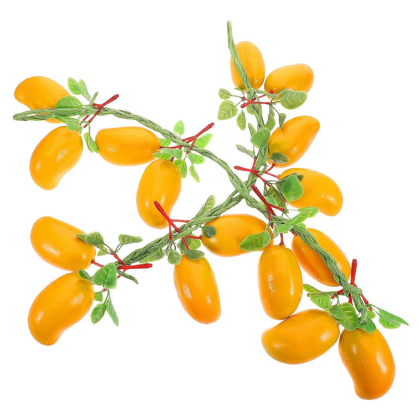 Artificial Fruit Decor Hanging Mango String for Holiday 2Pcs Yellow Mangoes