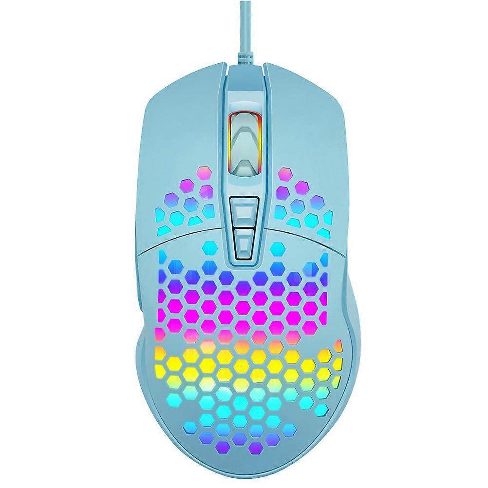 Wired Hollow-Out Gaming Mouse Blue for Computer Use 1Pcs Controller