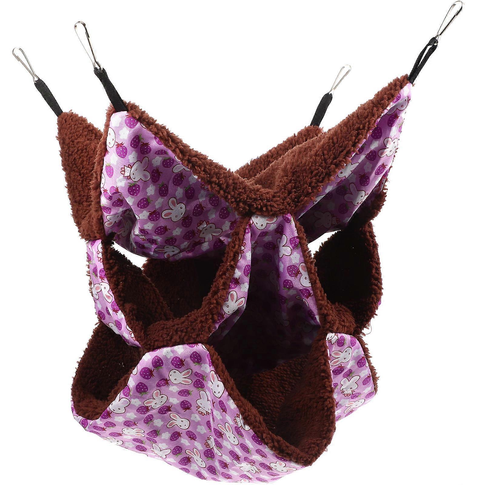Multi-Layer Hamster Hammock For Small For Home And Pet Shops 30X30X1CM Purple With Warm Keeping Feature 3Pcs