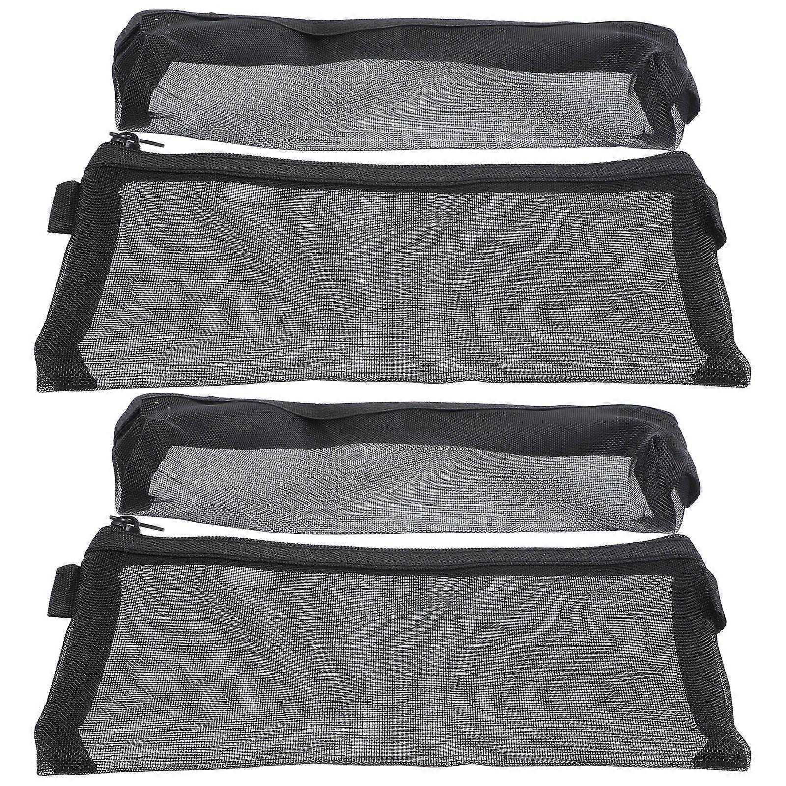 Black Mesh Multi-Function Pencil Bag Portable for School Use 12Pcs