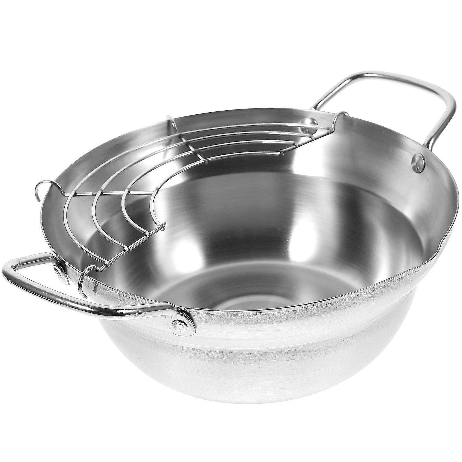 Japanese Deep Frying Pot 1Pc Mini Non-Stick Fryer Suitable for Home Cooking Silver Compact Frying Tool