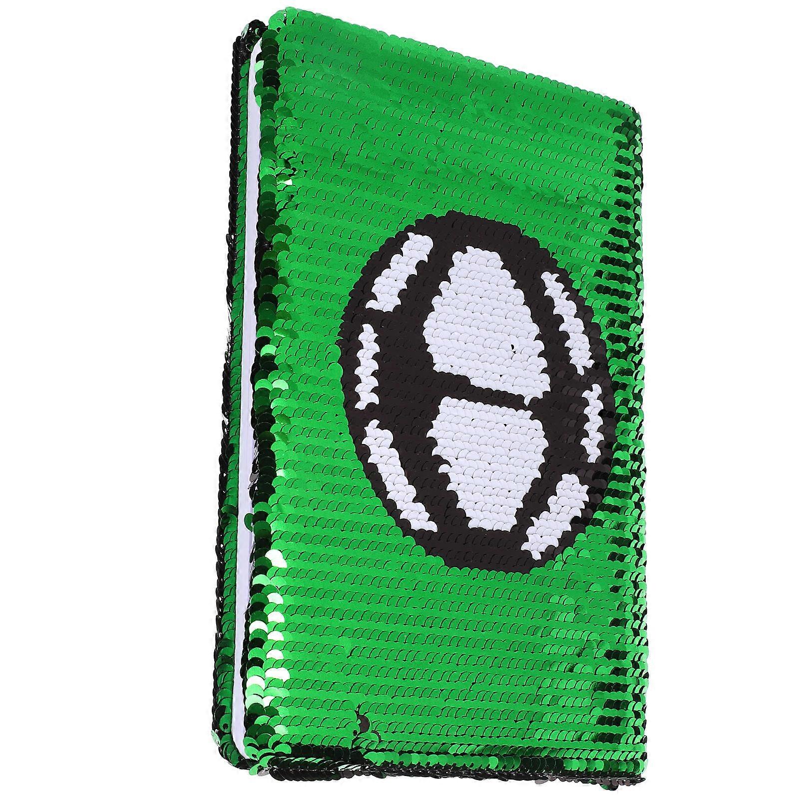 Students Soccer Diary Notebook with Green Sequin Cover Reversible