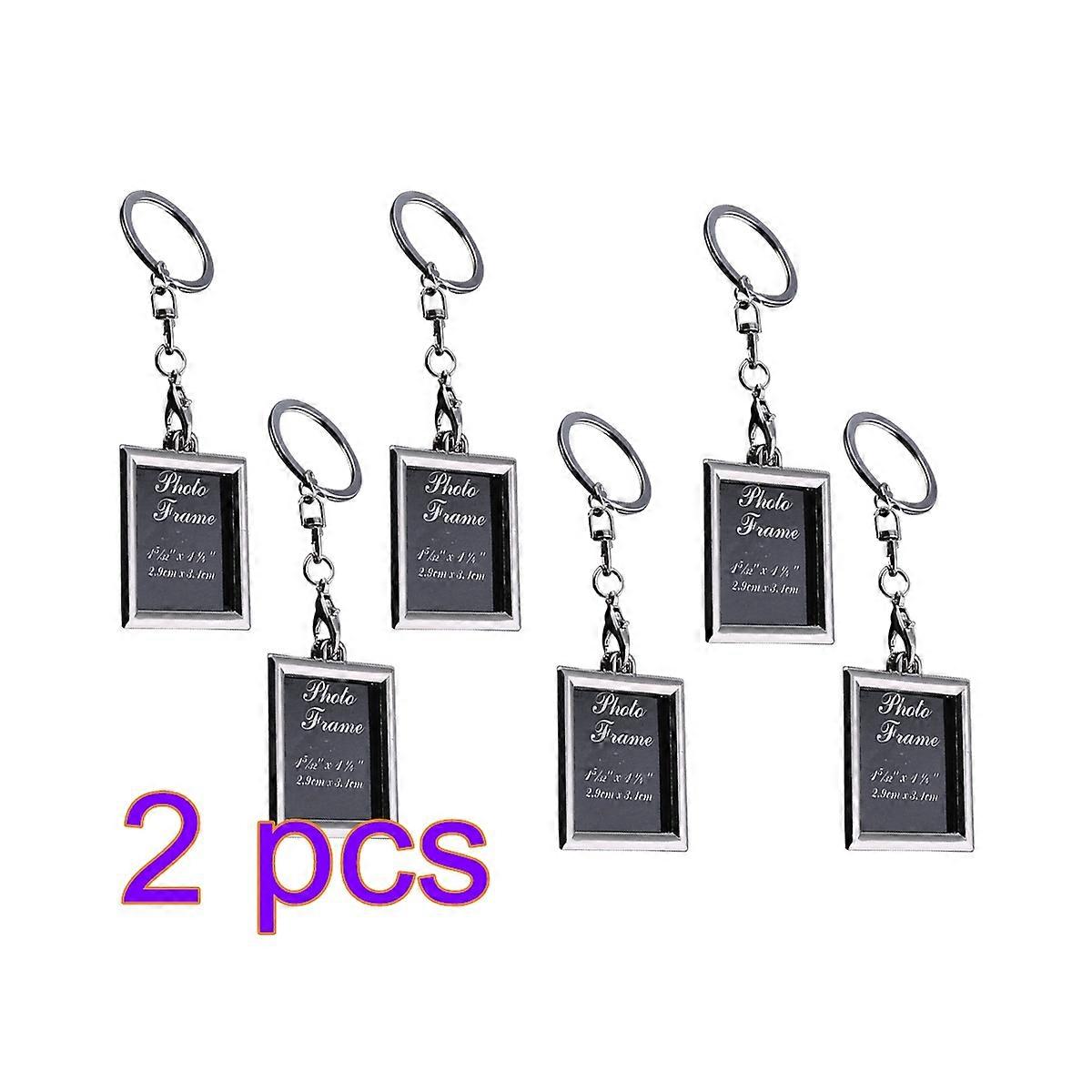 Metal Photo Key Ring Frame for Keys 12Pcs Silver Rectangle Keychain