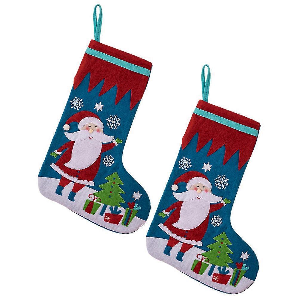Xmas Tree Hanging Sock Christmas Stocking Gift Storage For Friends 39x16cm Assorted Color 10Pcs
