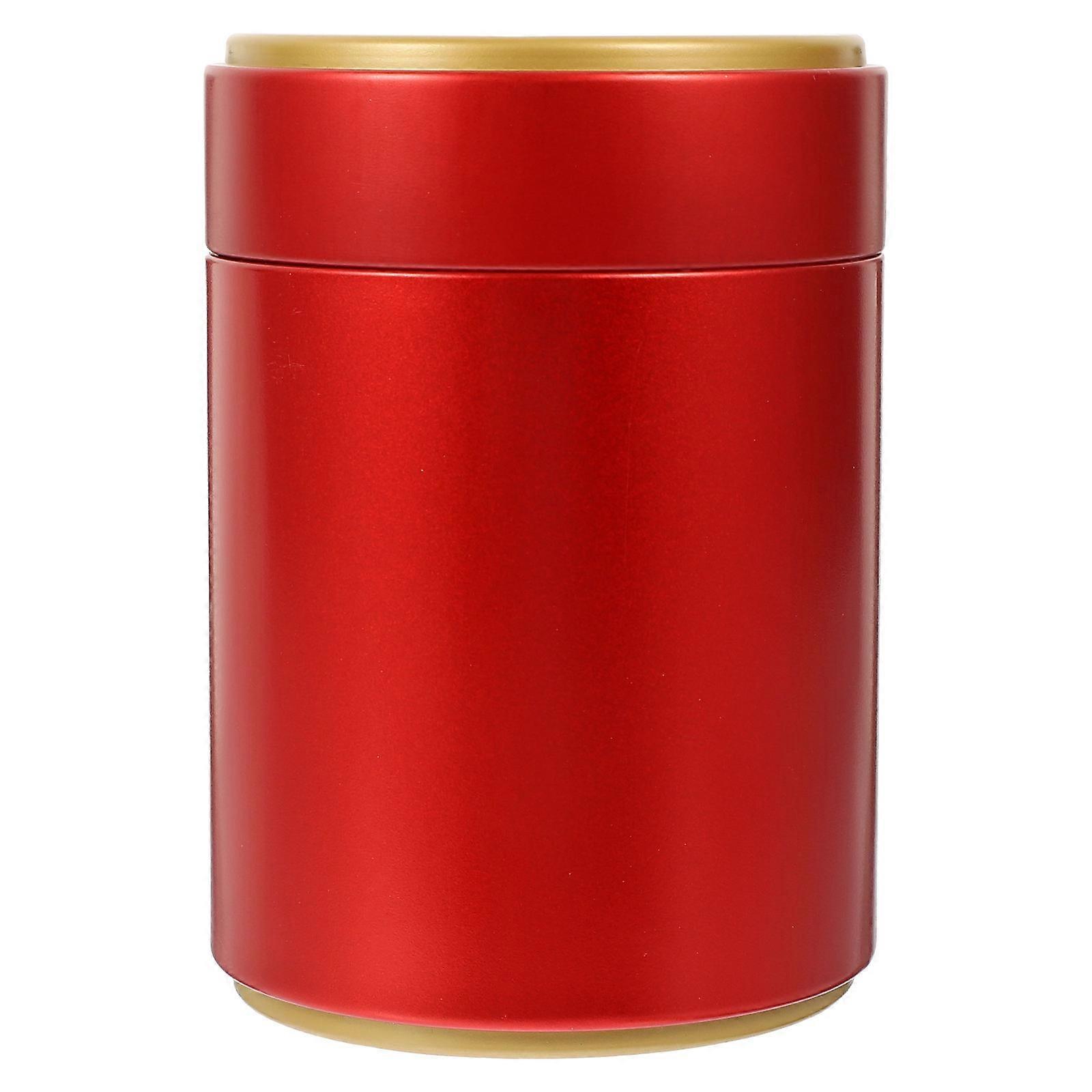 Red Tea Canister Tinplate Moisture-Proof Tea Container for Home Use